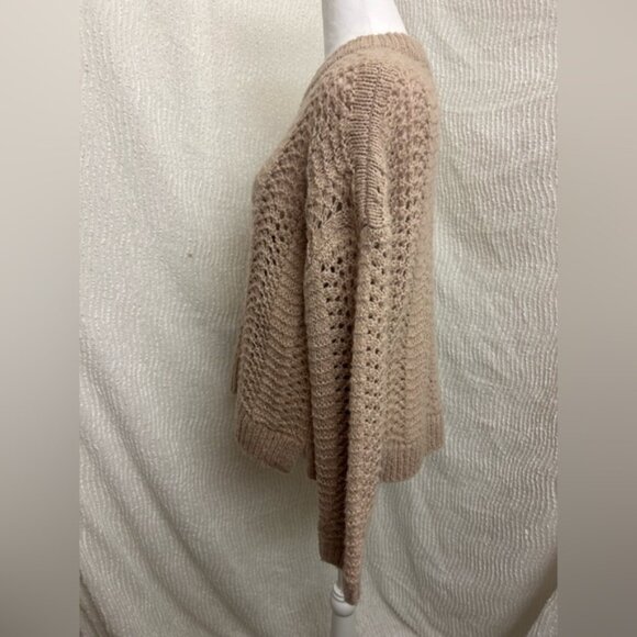 Madewell Windemere Pointelle Sweater M Bisque Beige Wool Alpaca Soft Pullover - Picture 7 of 12